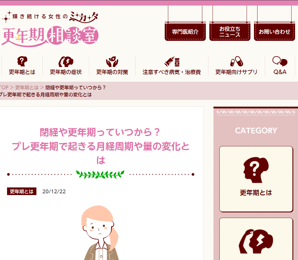 閉経や更年期っていつから プレ更年期で起きる月経周期や量の変化とは 更年期相談室